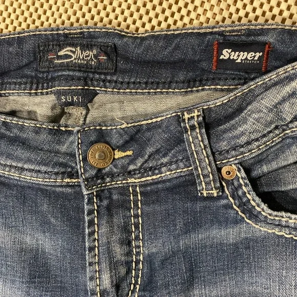 SILVER JEANS SUKI MID SLIM BOOT JEANS WOMENS SIZE 14/33 - Picture 3 of 5